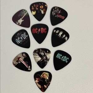 AC/DC Guitar Pick Collection Memorabilia Double Sided Angus Young, Brian Johnson